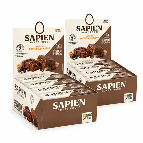Caja de 12 barras Sapien Maní Cacao 52g